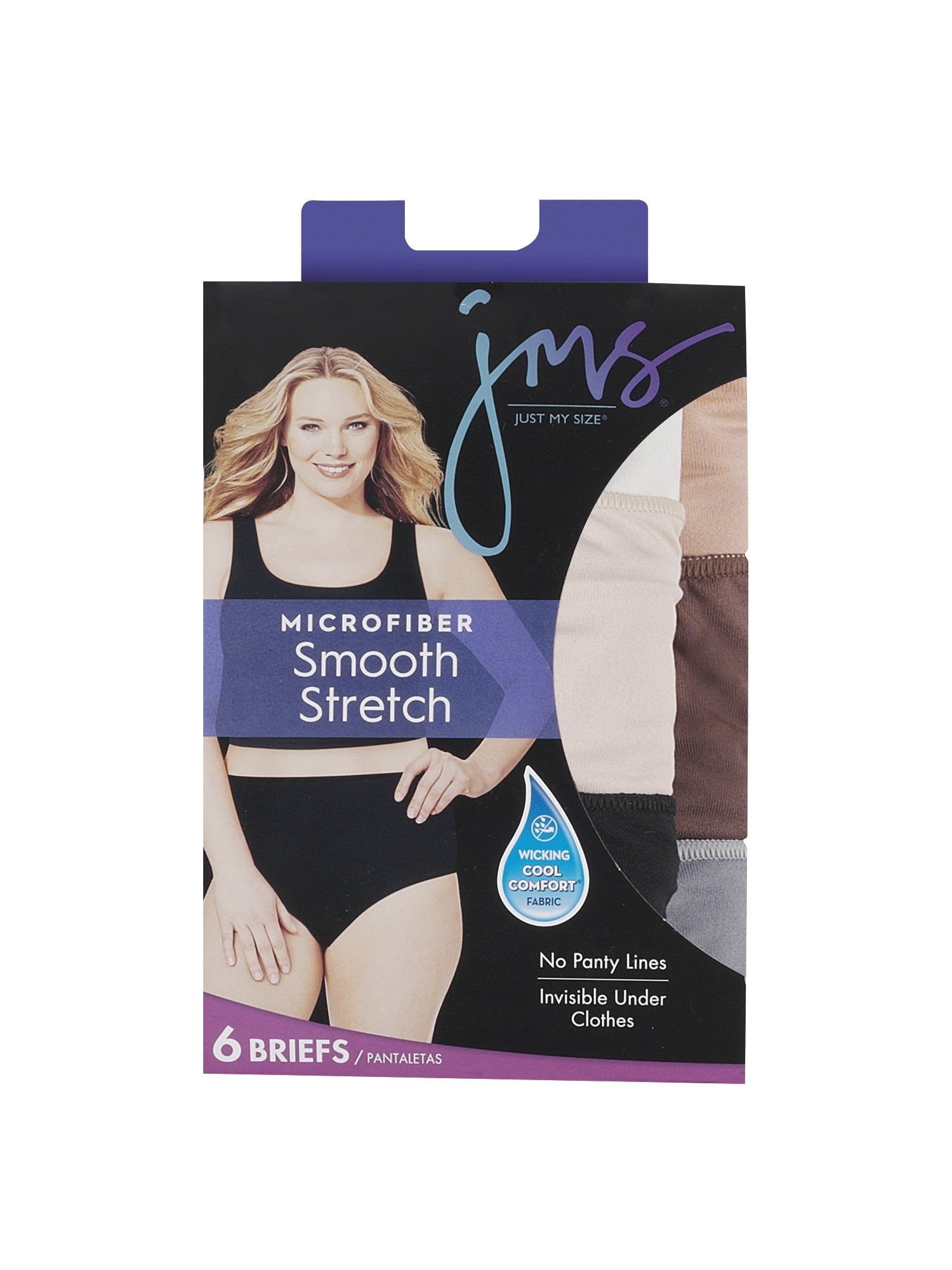 Just My Size Womens Smooth Stretch Microfiber Hipster Panty 5-Pack, As –  S&D Kids