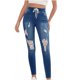 thumbnail image 1 of Pantalones Vaqueros de Bolsillo Con Cremallera Y Vendaje Con Agujeros Para Mujer, Pantalones Vaqueros Informales Acampanados de Pierna Ancha Odeerbi ODB-6, 1 of 8