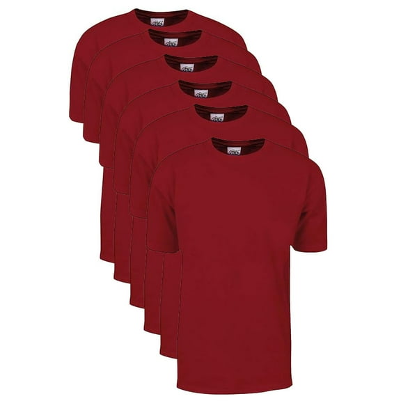 6 Pack Shaka Wear Men's Max Heavyweight Short Sleeve Crew Neck T-Shirt - Cardinal Red - Small