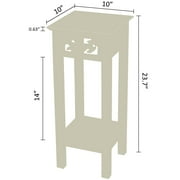 eHemco Plant Decorating Stand End Table Side Table with Storage Shelf, 10 by 10 by 23.7 Inches, White