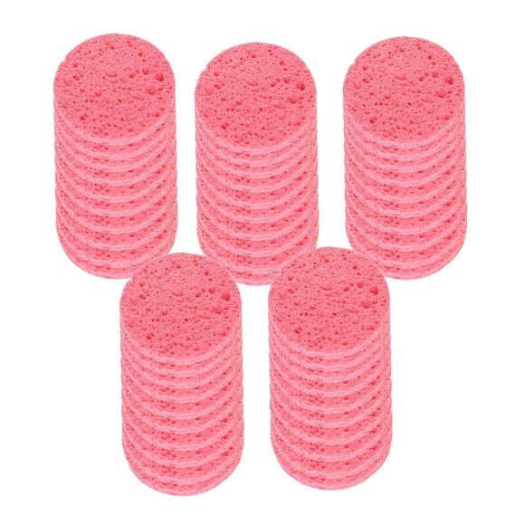 Esponjas faciales para desmaquillar suavemente, portátiles, profesionales, para limpieza facial. Artículos esenciales para el cuidado de piel en Rosa 50 piezas
