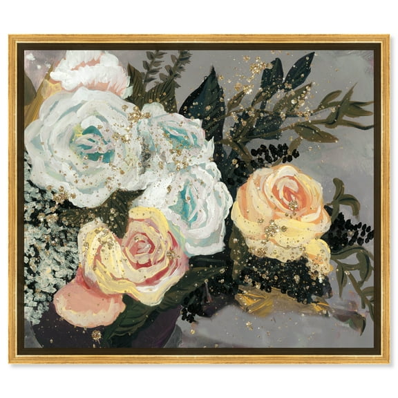 Gentle Fall Florals Elegant Realistic Floral Canvas Wall Art by Art Remedy, Gold Floater Frame, 16"x24"