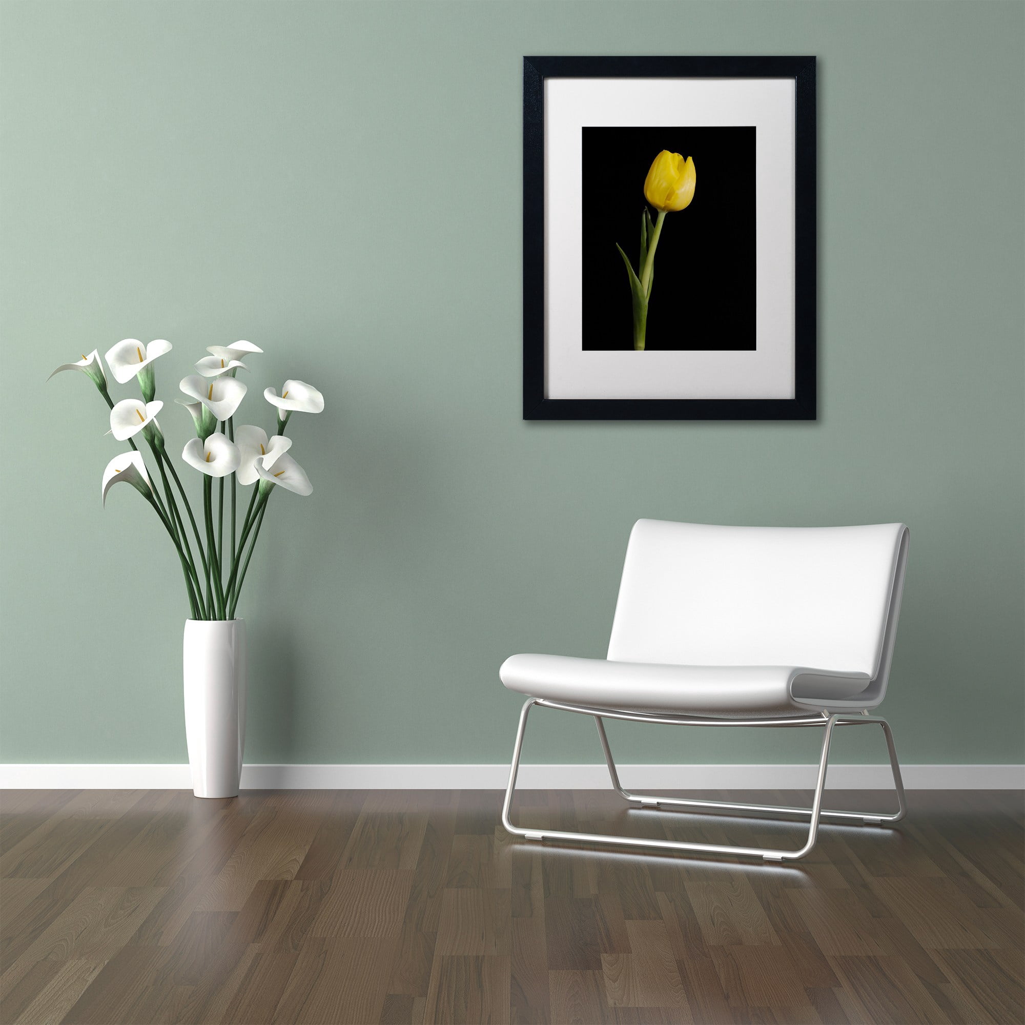 Trademark Fine Art 'Yellow Tulip Black Background 5' Canvas Art by PIPA Fine Art, Black Matte, Black Frame