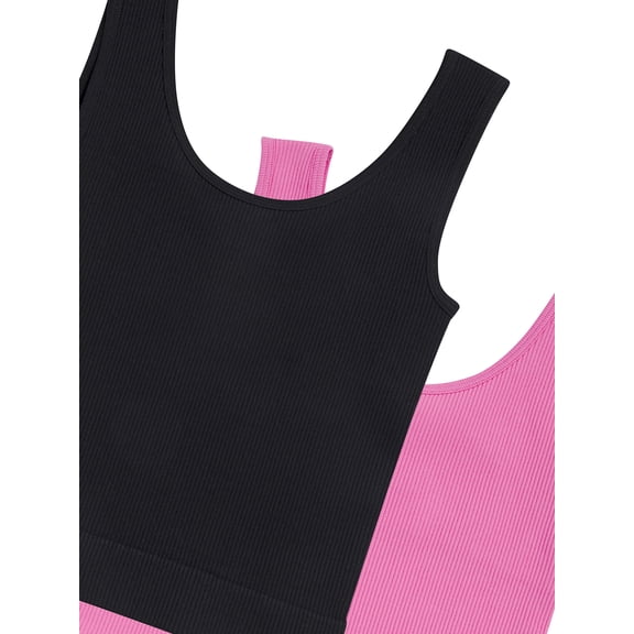 Athletic Works Girl's Ribbed Tank, 2-Pack, Sizes 4-18