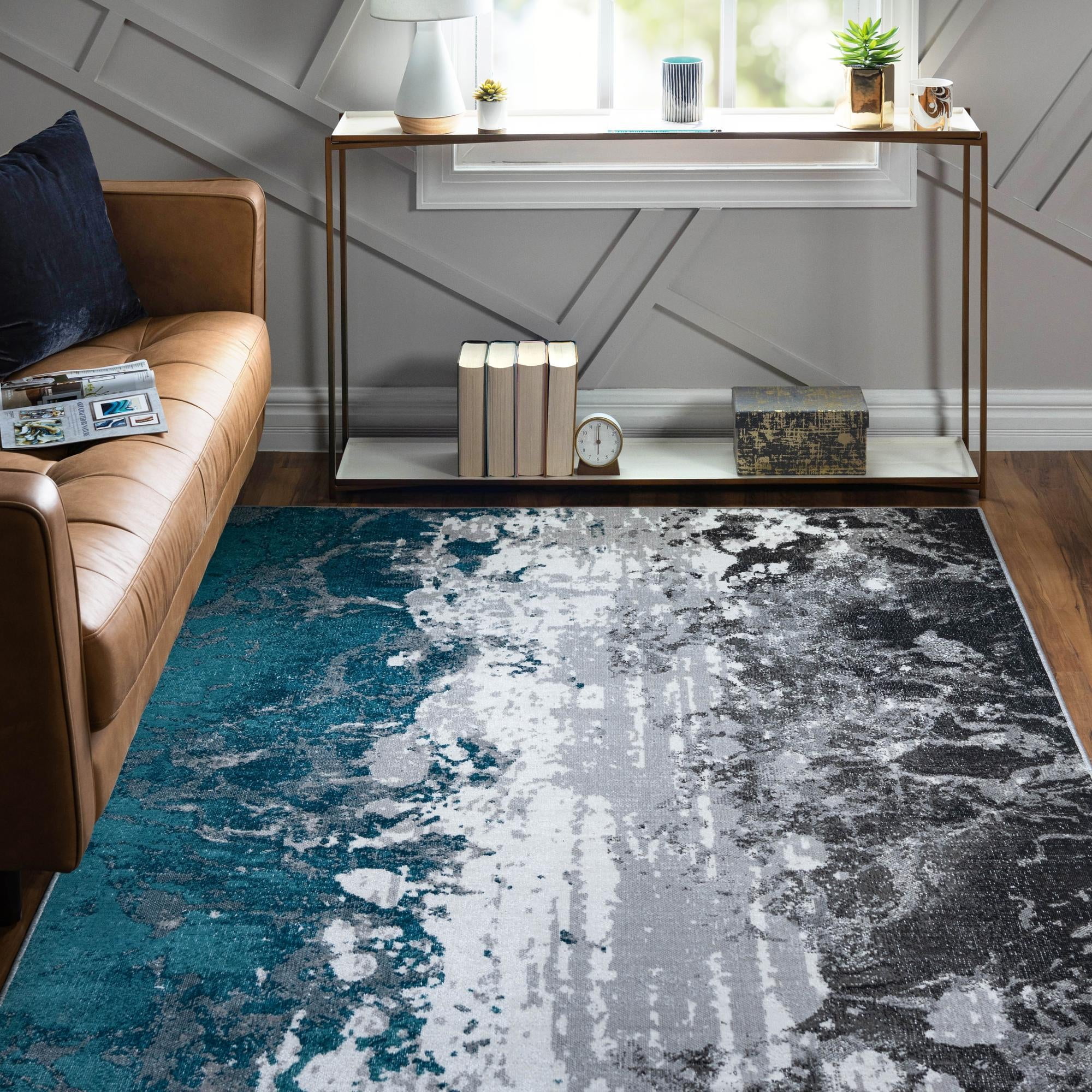 Unique Loom Valencia Collection Area Rug - Turia (9 x 12 Rectangle Gray/Black)