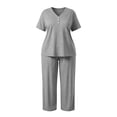 thumbnail image 3 of Bixock Plus Size Women Pajamas Sets 2 Piece Long Sleeve Pajama Set with Drawstring Pants and Pockets Solid Color Loungewear Maternity Clothings, 3 of 5