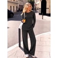 thumbnail image 5 of MOYIKO Two Piece Lounge Sets for Women Casual Lace Pajamas Set Wide Leg Pants Winter Matching 2 Piece Outfits Trendy Clothes, 5 of 7