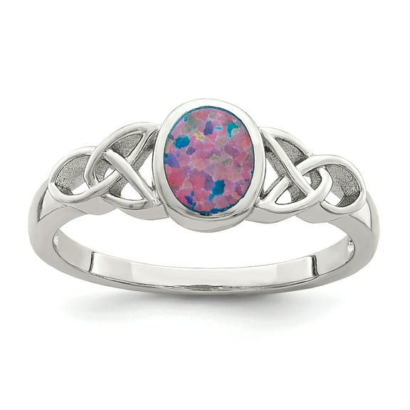 Sterling Silver Rhodium-plated Lab Created Opal Ring QR6998