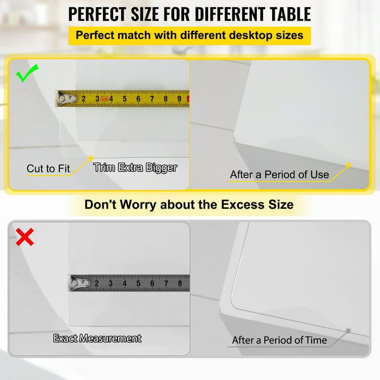 VEVOR Plastic Table Cover 42 x 78 inch 1.5 mm Thick Clear Table Protector Rectangle Clear Desk Mat Waterproof & Easy Cleaning for Office Dresser