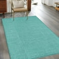 thumbnail image 4 of Teal 2.7x5 Area Rugs, Farmhouse Burlap Solid Green Color Modern Linen Texture Non-Skid Rubber Backing Large Rectangle Rugs - Living Room Bedroom Home Office, Indoor Floor Mat Carpets Washable Rug, 4 of 9