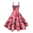 thumbnail image 4 of Valentine's Day Dress for Women Sleeveless Spaghetti A Line Strap Dresses Print Casual Scoop Neck Midi Summer Sundress Hot Pink 2XL, 4 of 6