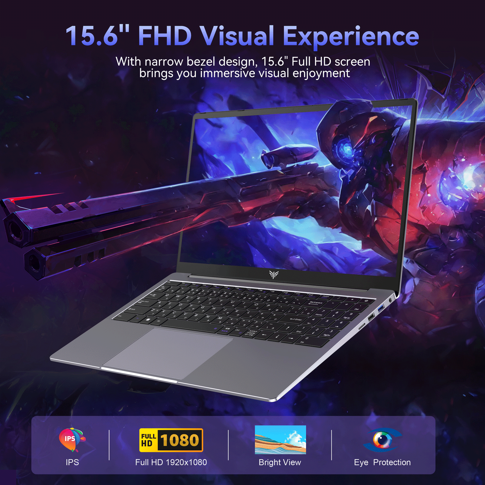 Laptop 16'' FHD Intel Alder Lake N97 up to 3.6GHz 16GB DDR4 512GB