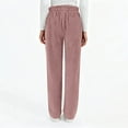 thumbnail image 4 of Garbnen Corduroy Womens Pants Elastic Waist Straight Leg Pants Women Loose Fit Summer Office Trouser Pants with Pockets, 4 of 7