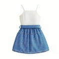 thumbnail image 3 of SUYOLL Children Girls Summer Outfits Sets Small Blouse with Pattern Print On The Front Paired with Elastic Short Skirt with Drawstrings Casual and Fashionable Two Piece Set Classic Versatile Dresses, 3 of 8