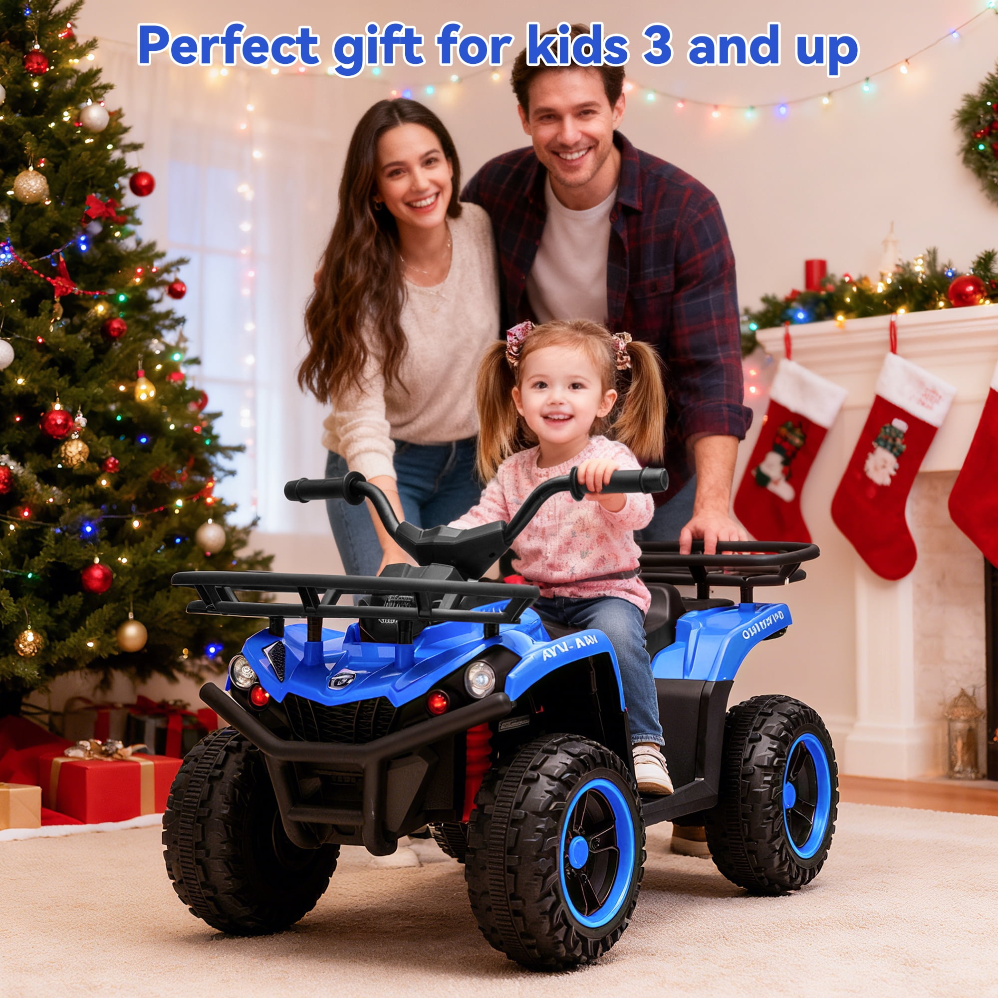 FestiveGlow 24V Kids ATV,Electric ATV for Kids 4 Wheelers Quad Car Toy, Ride On Toy Car As Gift for Kids,Blue