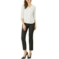 thumbnail image 2 of DARING DIVA Women's V Neck Polka Dots 3/4 Sleeve Casual Button Blouse S White, 2 of 6