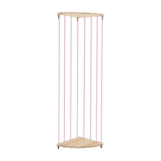 Estante de madera para juguetes de peluche con esquinas de madera para colgar. Rosa
