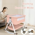 thumbnail image 4 of 5-in-1 Folding Baby Bassinet,6-Height-Adjustable Crib with Lockable Wheels,Changing Table(Pink), 4 of 10