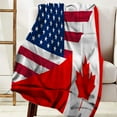 thumbnail image 2 of Flannel Fleece Throw Blanket, Microfiber Decorative Luxury Lightweight Cozy Couch Bed Ultra Comfort Soft Travel Use,Canadian and American Flags 60" x 80", 2 of 6