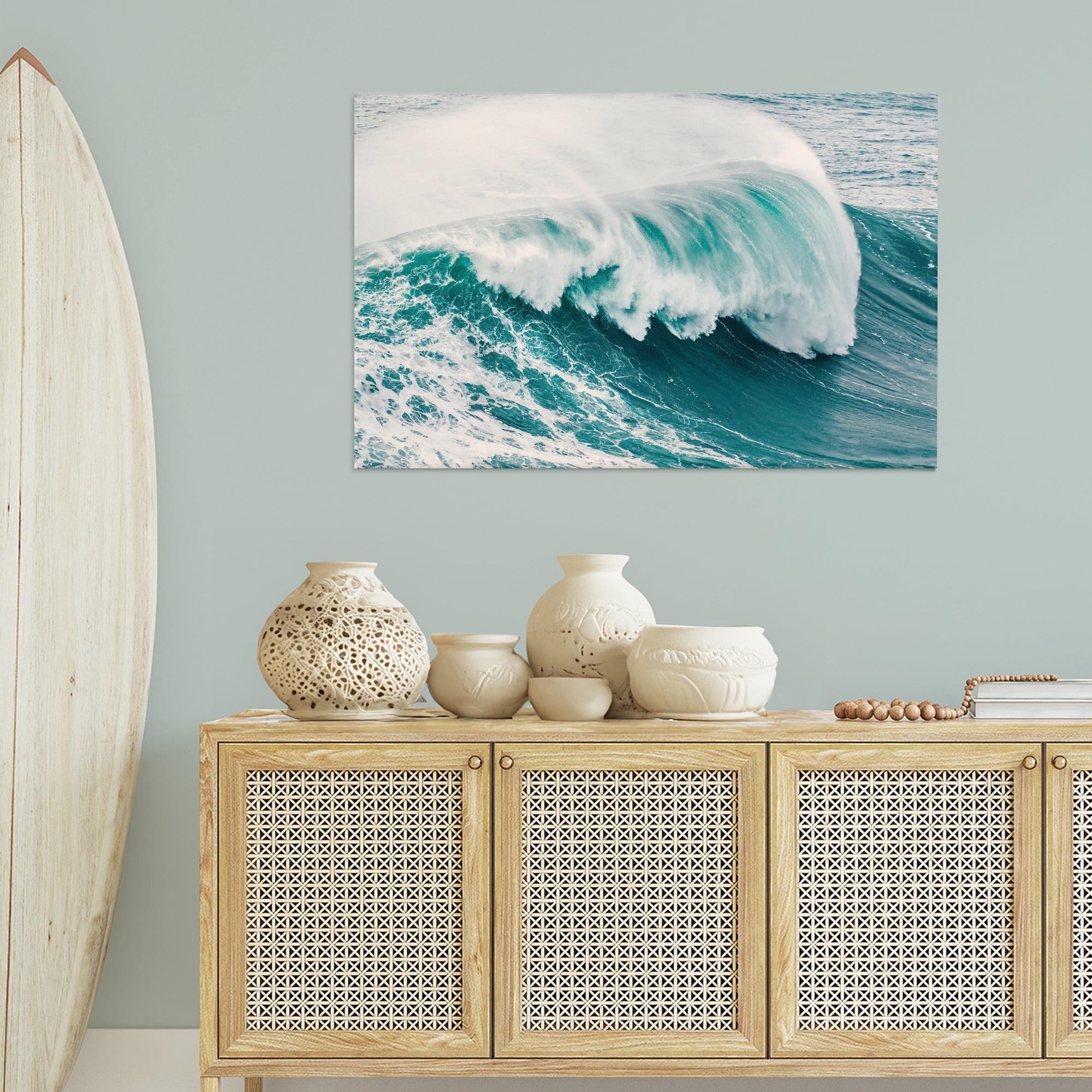 Stupell Industries Large Breaking Wave Nautical & Beach Photography Wrapped Canvas Art Print Wall Art, 45 x 30