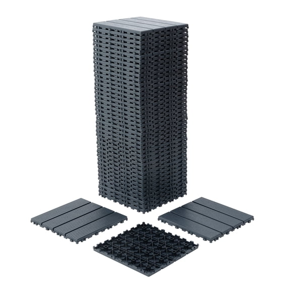 44PCS Plastic Interlocking Deck Tiles,Patio Deck Tiles,12"x12" Square Waterproof Outdoor