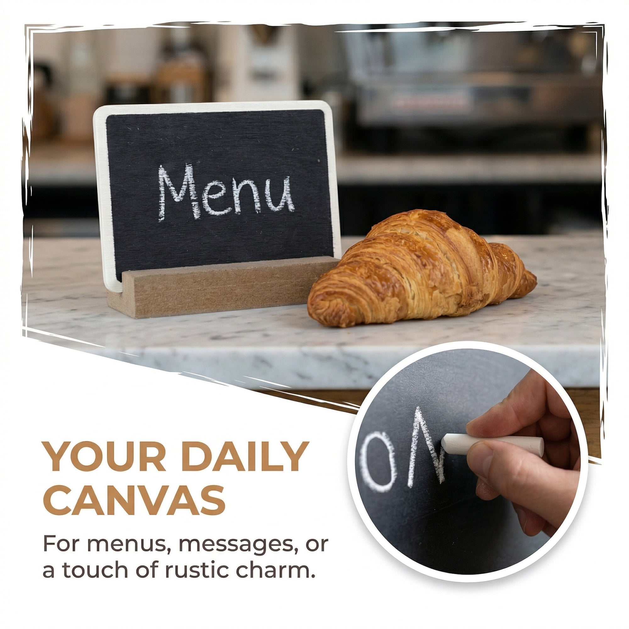 Unique Bargains 20Pcs Mini Chalkboard Signs with Support Base 12Pcs Square 3.1" x 1.0" x 2.3"