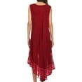 thumbnail image 2 of Sakkas Batik Flower Caftan Tank Dress / Cover Up - Burgandy / White - One Size, 2 of 5