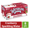 Waterloo Sparkling Water, Cranberry, 12 fl oz, 8 Pack Cans