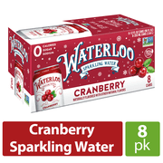 Waterloo Sparkling Water, Cranberry, 12 fl oz, 8 Pack Cans