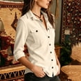 thumbnail image 5 of IUYRTFE Women's Corduroy Blazer Jacket Long Sleeve Lapel Collar Casual Work Coat with Pockets, 5 of 8