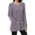 thumbnail image 2 of Long Sleeve Shirts for Women Long Sweaters with Pockets Tunic Tops Loose Fit Purple XXL, 2 of 5