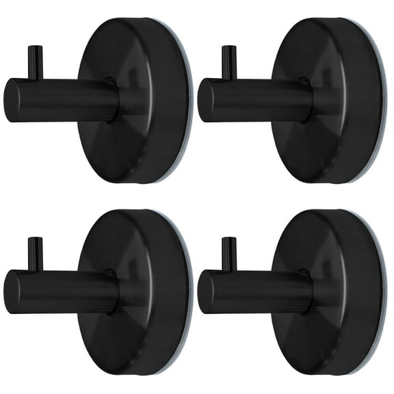 stusgo 4 Pack Towel Hooks Suction Cup Hooks for Bathroom Rustproof No Drill Hooks(Matte Black)