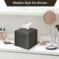thumbnail image 2 of Tissue Box Cover, Modern Square Cube Covers PU Leather Tissue Storage Box Cover for Home Bathroom Countertop Office Decor - Dark gray, 2 of 5