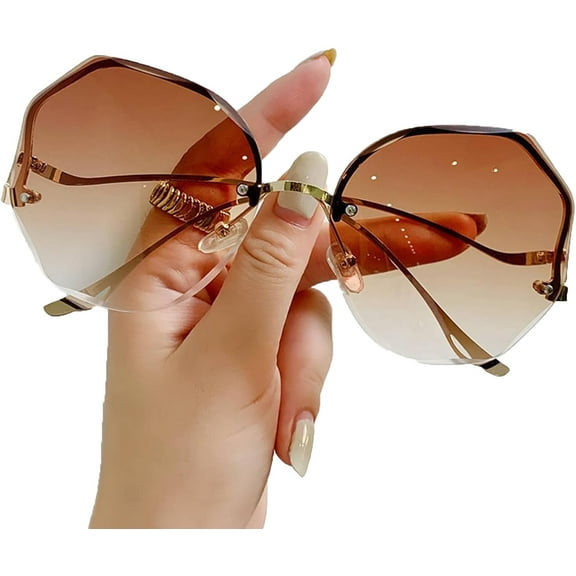 Sunglasses for Women Men, Trendy Polarized Sunglasses Metal UV400 Retro Ladies Stylish Design Oversized