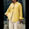 thumbnail image 4 of Camisas de Mujer con Botones, Blusas de Rayas de Larga, Blusas Casuales de Moda 2025 Amarillo XL, 4 of 7