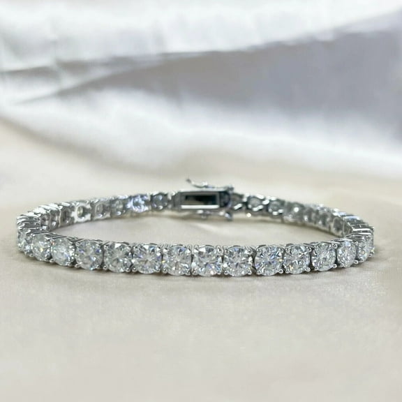 Forever Jewels 11 Ct Round Cut Moissanite Women Tennis Bracelet 14K White Gold Plated