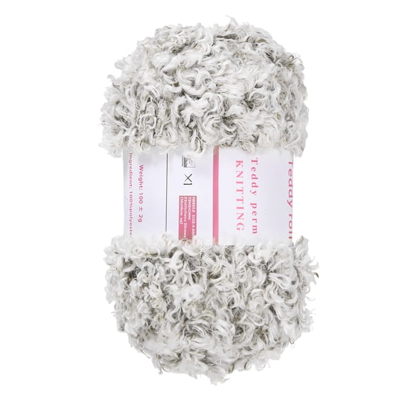 Eyelash Yarn Polyester Yarn Fur Soft Fluffy Chunky Yarn Fuzzy Eyelash Yarn Pale Gray for Crocheting Knit DIY Clothes Bag - 55Yard/50m, 3.53oz