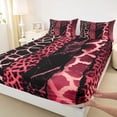 thumbnail image 3 of Homewish Cheetah Leopard Print Full Size Sheets, Black Pink Stripes Abstract Bed Sheets, Modern Fashion Art Sheet Sets, Breathable Home Decor, 4-Piece, 3 of 7
