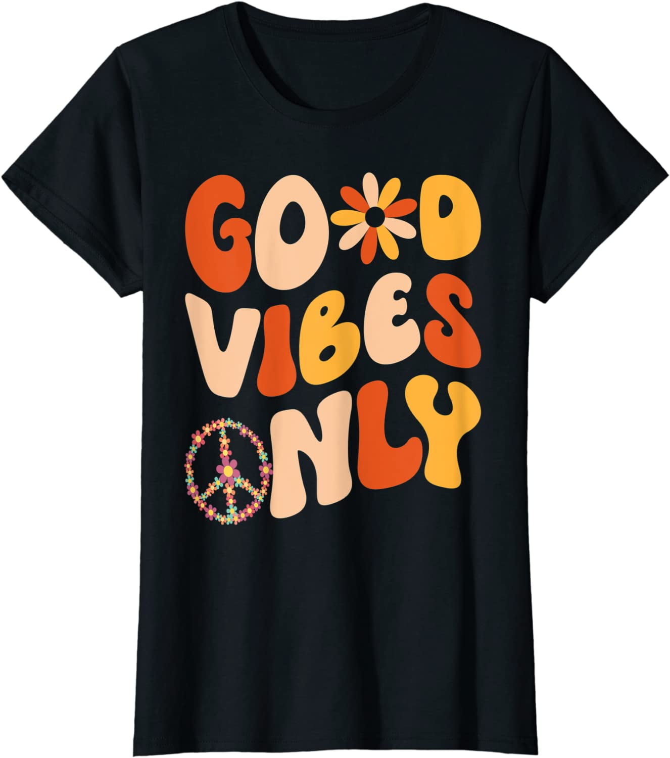 GOOD VIBES ONLY PEACE LOVE 60s 70s Tie Dye Groovy Hippie Gift T-Shirt ...