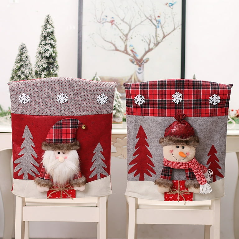 Chair Cover Santa Claus Snowman Deer Lovely Cartoon Doll Christmas