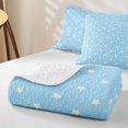 thumbnail image 4 of Manfei Cute Cartoon Stars Quilt Full,Sprinkle Print Full Bedspread Sets,Light Blue,Reversible,3-Piece,1 Coverlet and 2 Pillowcases, 4 of 7