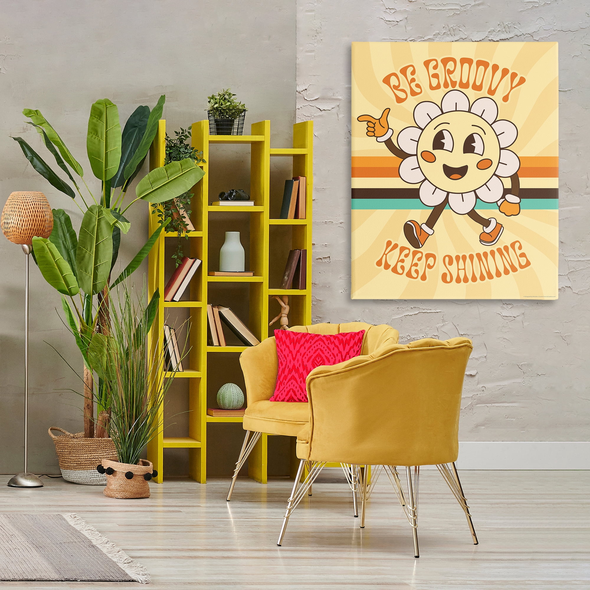 Stupell Industries Be Groovy Keep Shining Text & Numbers Painting Wrapped Canvas Art Print Wall Art, 36 x 48