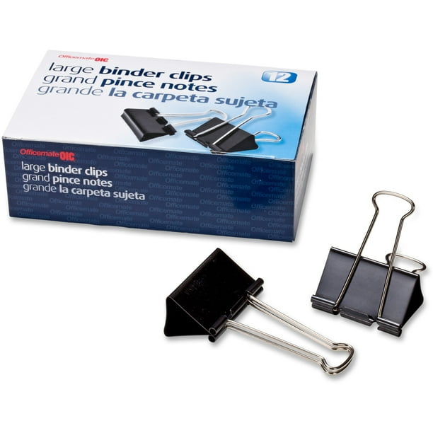 Officemate Oic Large Binder Clips 2 Inch Wide 1 Inch Capacity 12 Box Walmart Com Walmart Com