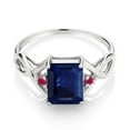 thumbnail image 2 of Gem Stone King 2.48 Ct Octagon Blue Sapphire Red Ruby 925 Sterling Silver Ring (Size 8), 2 of 5