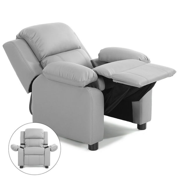 Gymax Deluxe Padded Kids Sofa Armchair Recliner Children w/ Storage Arms Gray Walmart.com