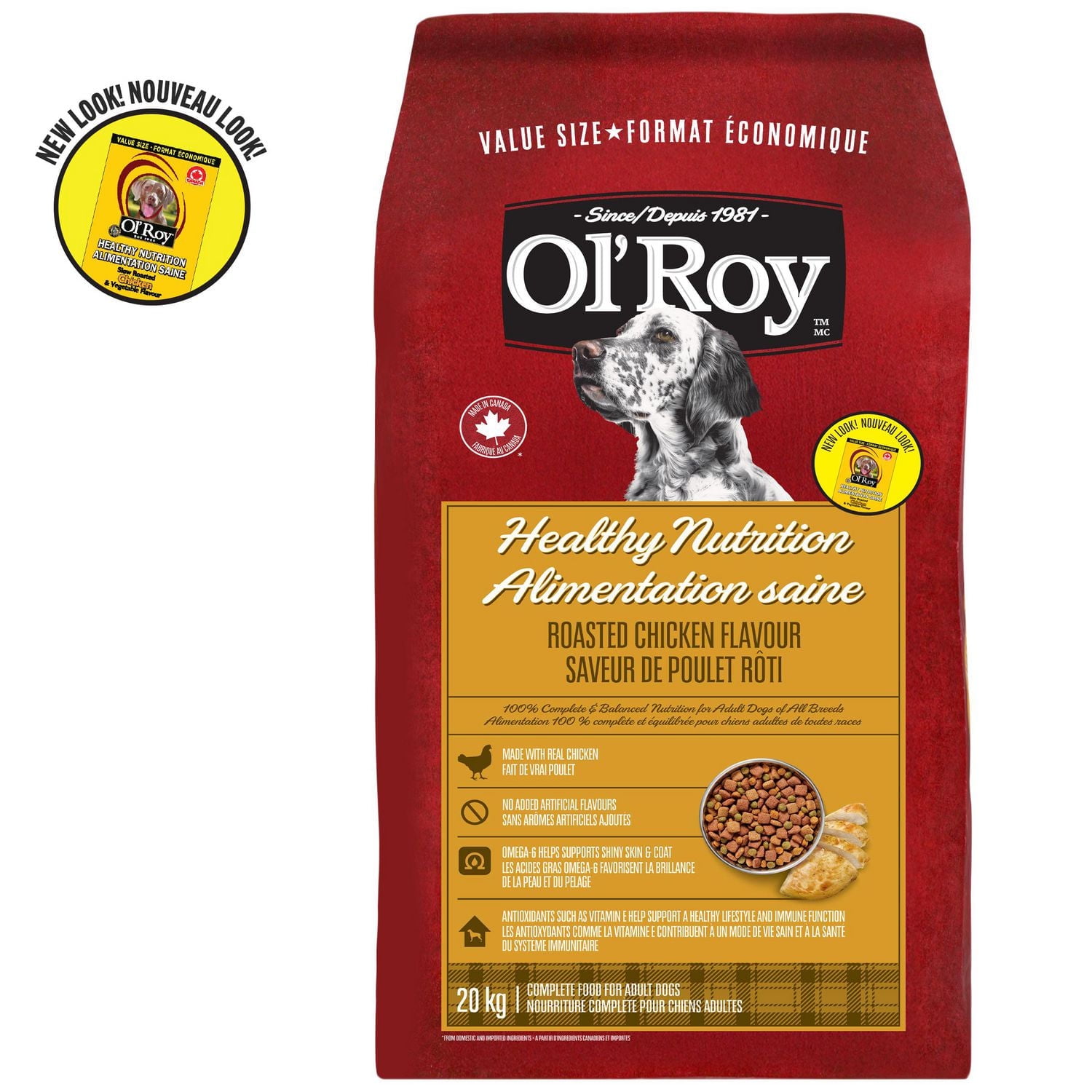 Ol' Roy Healthy Nutrition Nourriture sèche pour chiens à saveur de poulet rôti 20kg 20 kg