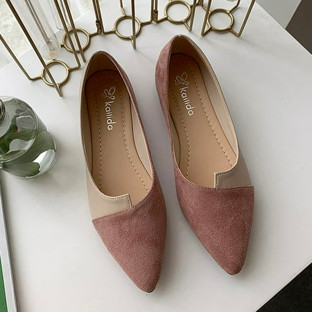 

Yutnsbel Sandals Women Splice Color Flats Fashion Pointed Toe Ballerina Ballet Flat Slip On Shoes