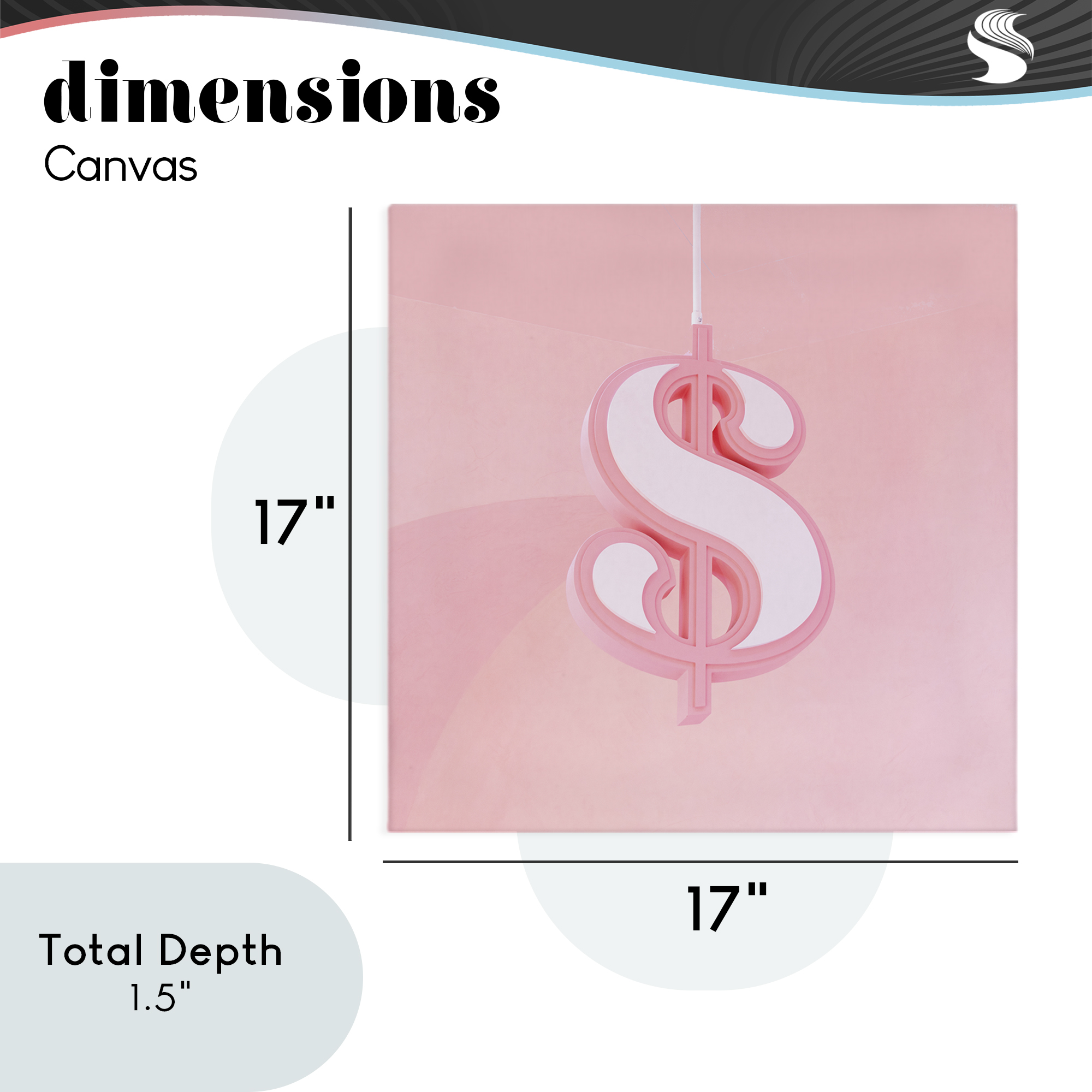Pink Pastel Dollar Sign Canvas Wall Art, design by LISH Creative