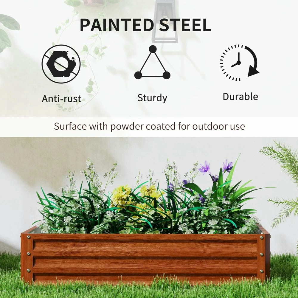 Spaco Galvanized Raised Garden Bed, 4' x 2' x 1' Metal Planter Box for Outdoor Growing Vegetables, Flowers, Herbs, Succulents, Brown