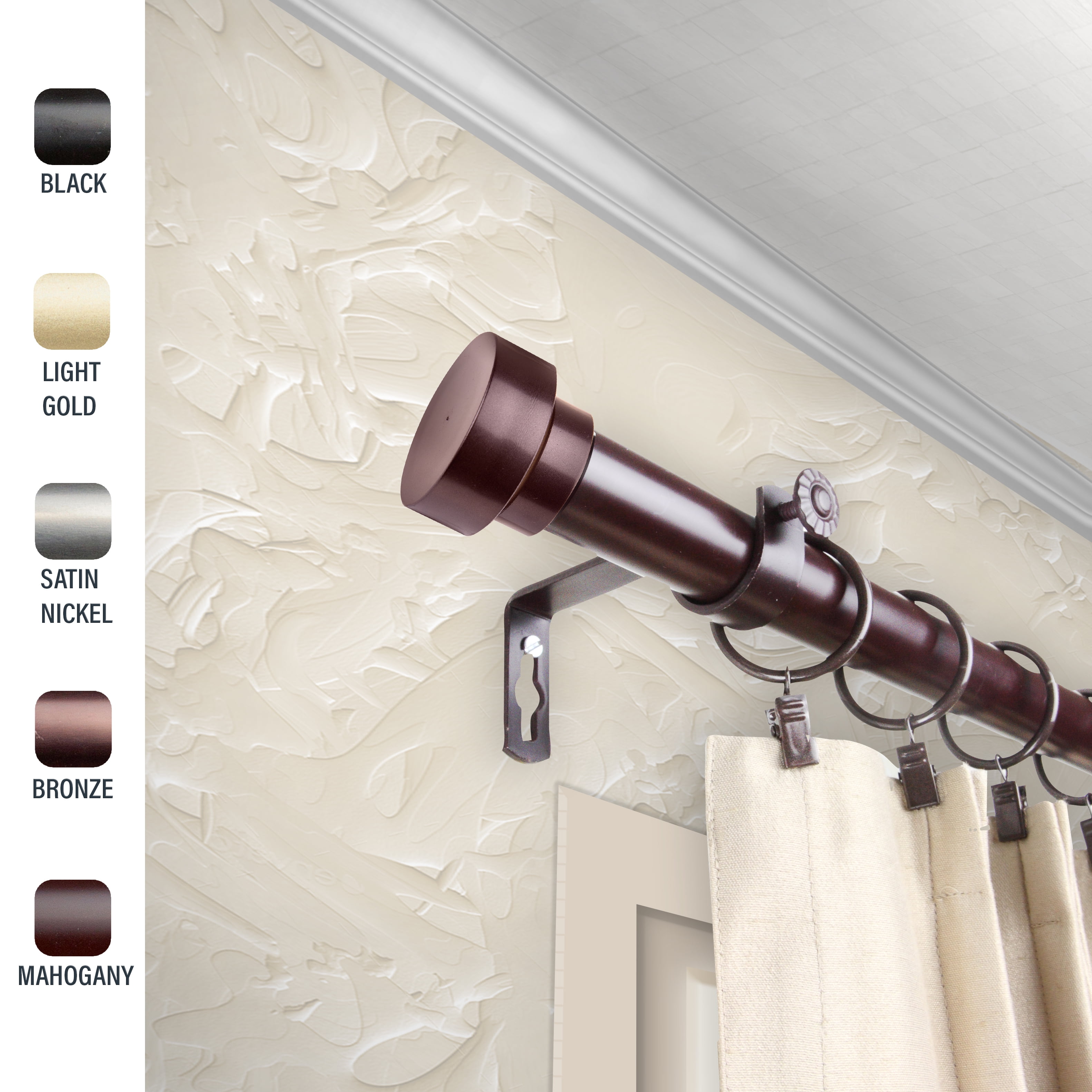 Details about   Kenney Adler 5/8" Indoor/Outdoor Rust-Resistant Wrap Around Curtain Rod 48-84", 